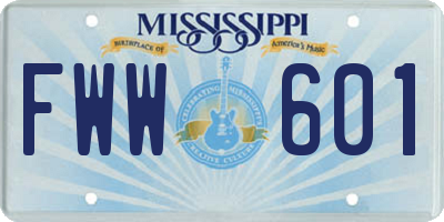 MS license plate FWW601