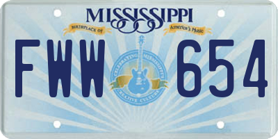 MS license plate FWW654