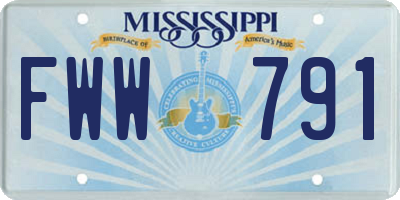 MS license plate FWW791