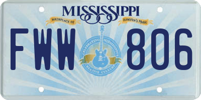 MS license plate FWW806