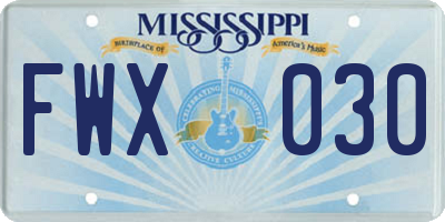 MS license plate FWX030
