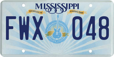 MS license plate FWX048