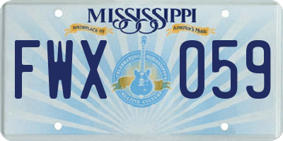 MS license plate FWX059