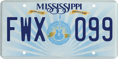 MS license plate FWX099