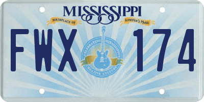 MS license plate FWX174