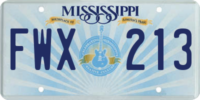 MS license plate FWX213