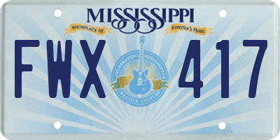 MS license plate FWX417