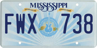 MS license plate FWX738