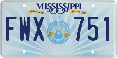 MS license plate FWX751