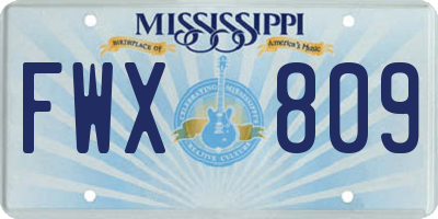 MS license plate FWX809