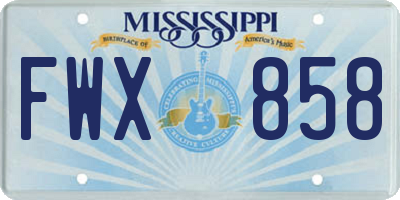 MS license plate FWX858