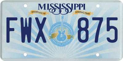 MS license plate FWX875