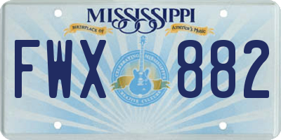 MS license plate FWX882