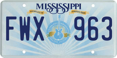 MS license plate FWX963