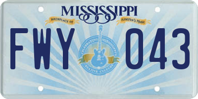 MS license plate FWY043