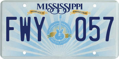 MS license plate FWY057