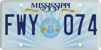 MS license plate FWY074