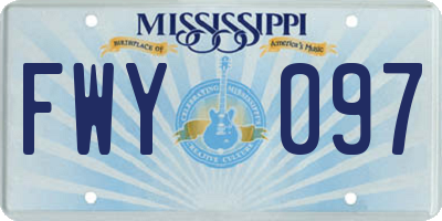 MS license plate FWY097