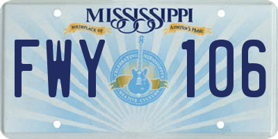 MS license plate FWY106