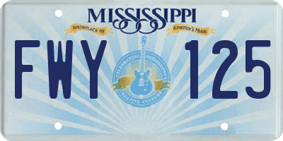 MS license plate FWY125