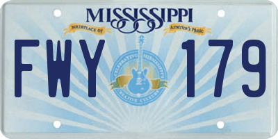 MS license plate FWY179