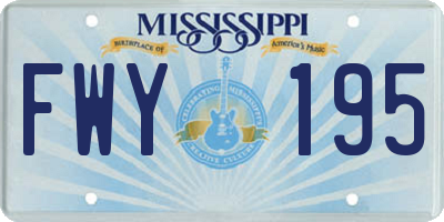 MS license plate FWY195