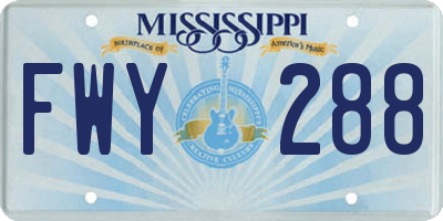 MS license plate FWY288