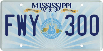 MS license plate FWY300