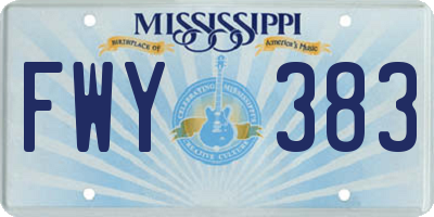 MS license plate FWY383