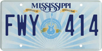 MS license plate FWY414