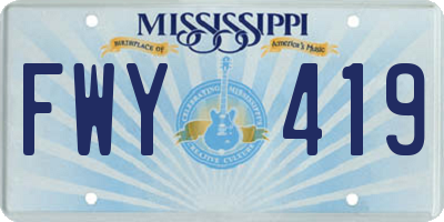 MS license plate FWY419