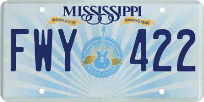 MS license plate FWY422