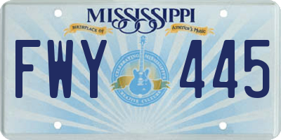 MS license plate FWY445