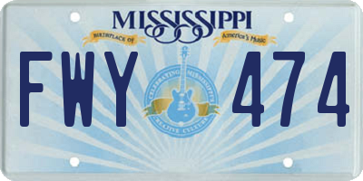 MS license plate FWY474
