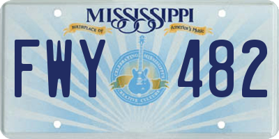 MS license plate FWY482