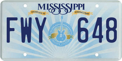 MS license plate FWY648