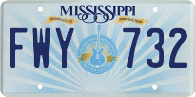 MS license plate FWY732
