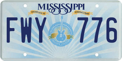 MS license plate FWY776