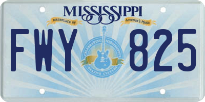 MS license plate FWY825