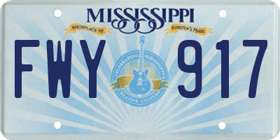 MS license plate FWY917