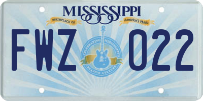 MS license plate FWZ022