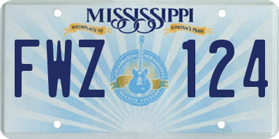 MS license plate FWZ124
