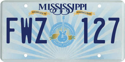 MS license plate FWZ127