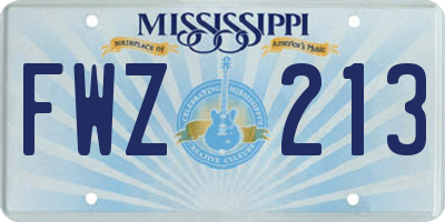 MS license plate FWZ213