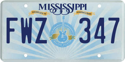 MS license plate FWZ347
