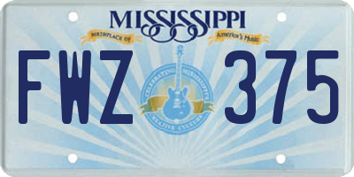 MS license plate FWZ375
