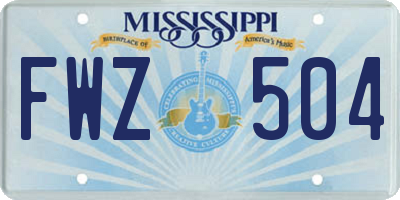 MS license plate FWZ504