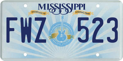 MS license plate FWZ523
