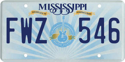 MS license plate FWZ546
