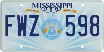 MS license plate FWZ598